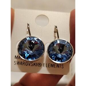 NWT! Swarovski Element S Earrings. Baby‎ Blue. Dangle. Party. Weddings. Bridal.